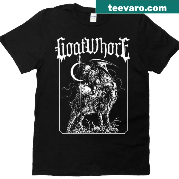 Striking ghoul graphic on a Goatwhore t-shirt representing heavy music aesthetics.