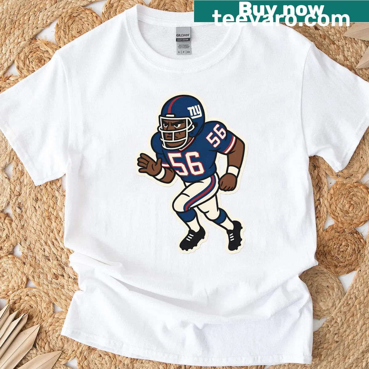 Cartoon tribute shirt featuring Lawrence Taylor — on a men's t-shirt