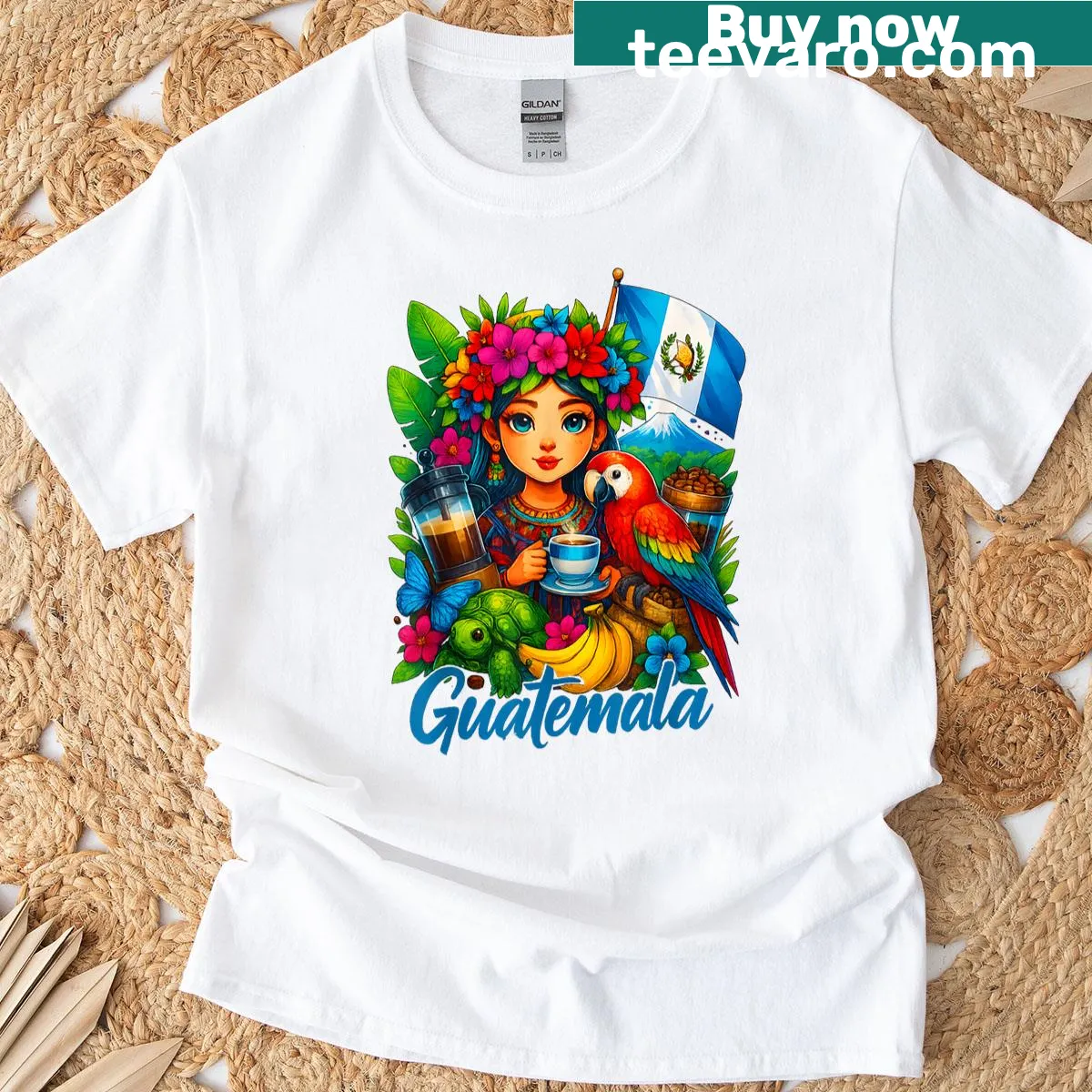 Guatemalan Flag t-shirt celebrating Hispanic pride — on a men's t-shirt