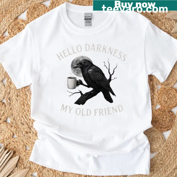 Nostalgic crow graphic with spooky text for Halloween