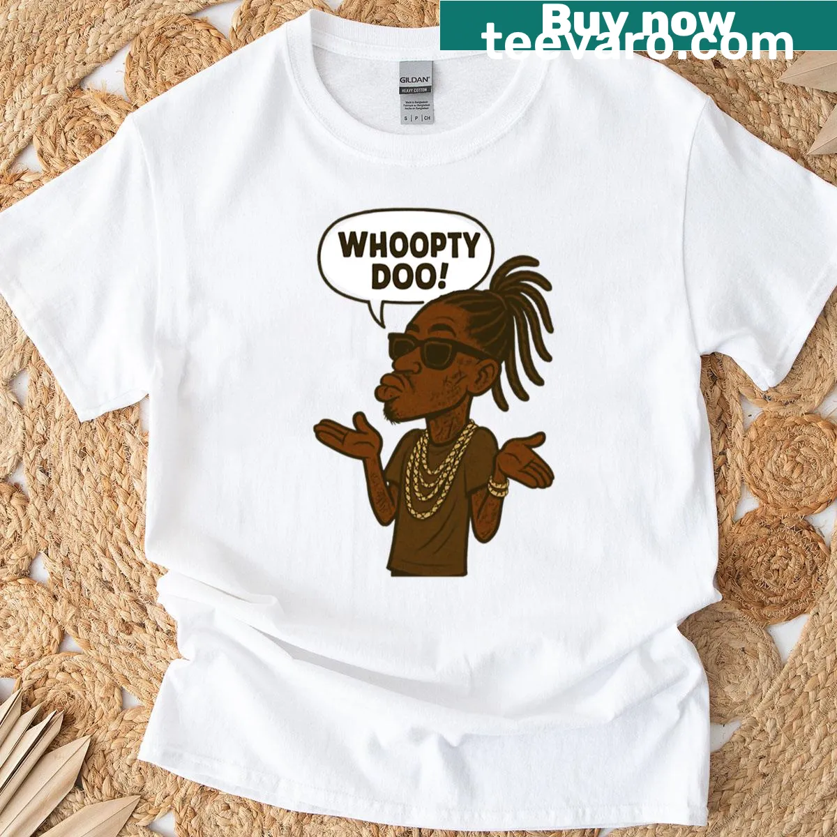 Cartoon art shirt inspired by hip-hop culture — on a men's t-shirt