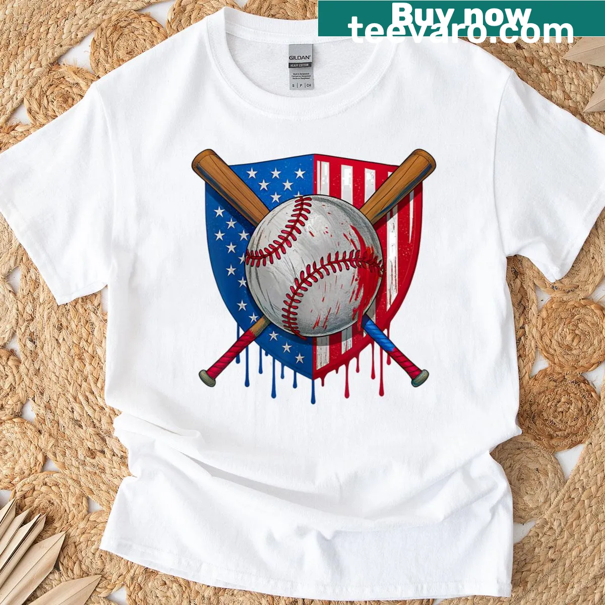Youth baseball t-shirt with ice cream and baseball graphic — on a men's t-shirt