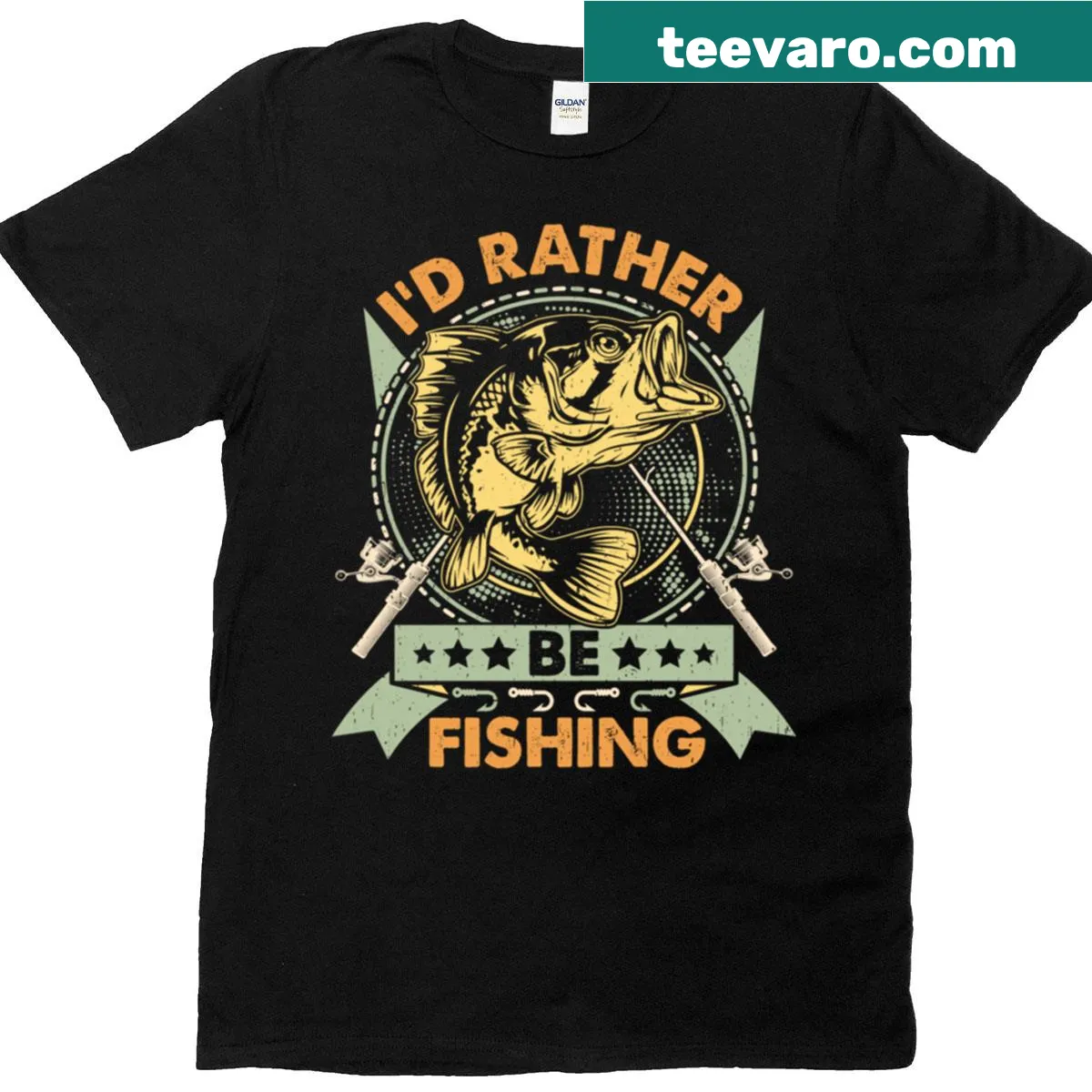T-shirt with the phrase 'I'd Rather Be Fishing Always' for fishing enthusiasts — on a men's t-shirt