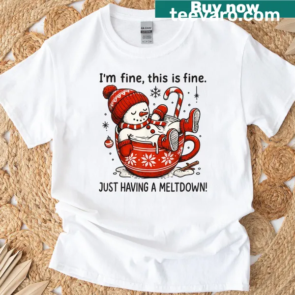 Quirky character illustration with 'I'm fine' text for Christmas