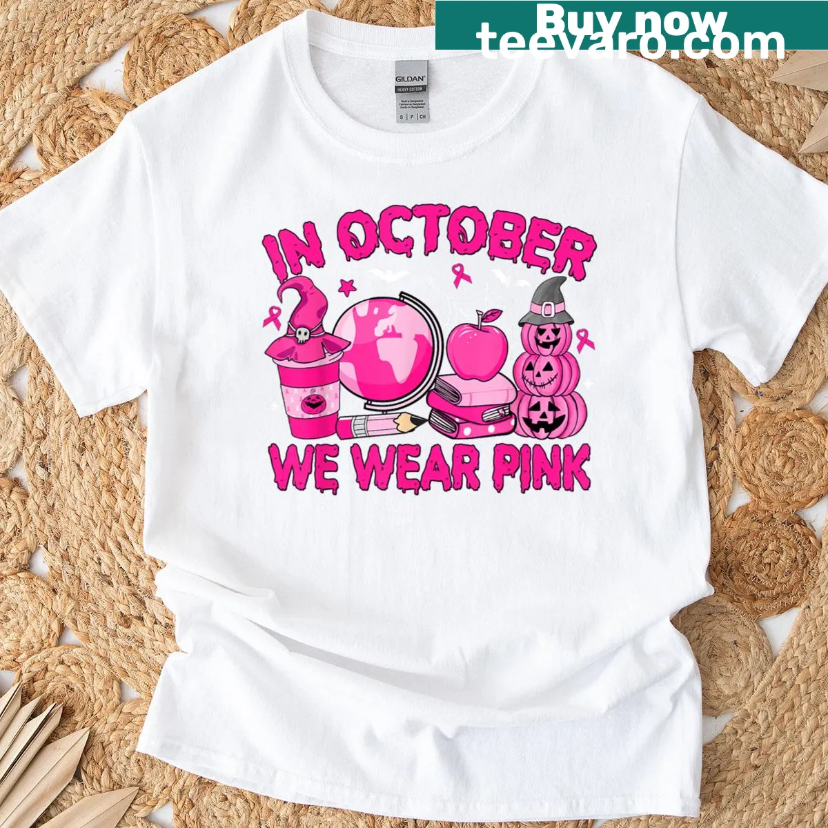 Football-themed Breast Cancer Awareness men's t-shirt — on a men's t-shirt