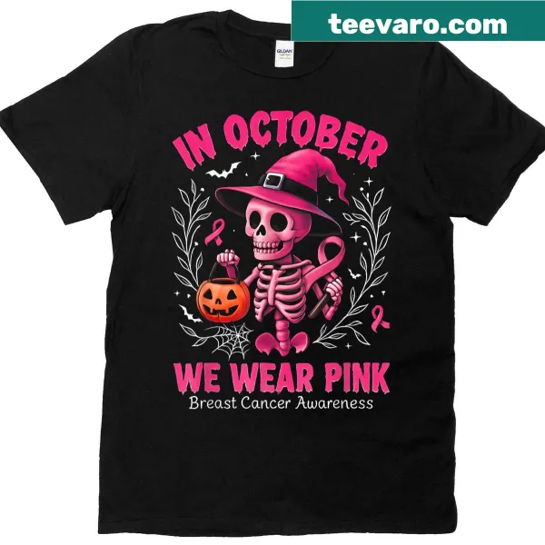 Breast cancer awareness Halloween shirt with typography design