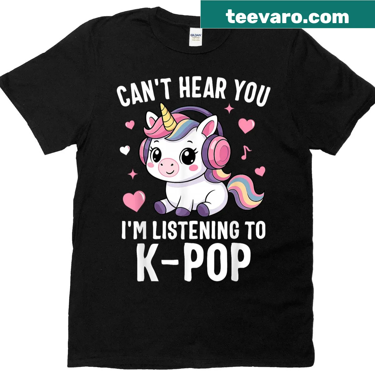 Kawaii T-shirt saying 'Can't Hear You, I'm Listening' for K-pop lovers — on a men's t-shirt