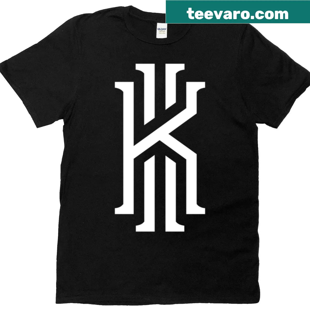 T-shirt featuring Kyrie Irving logo design — on a men's t-shirt