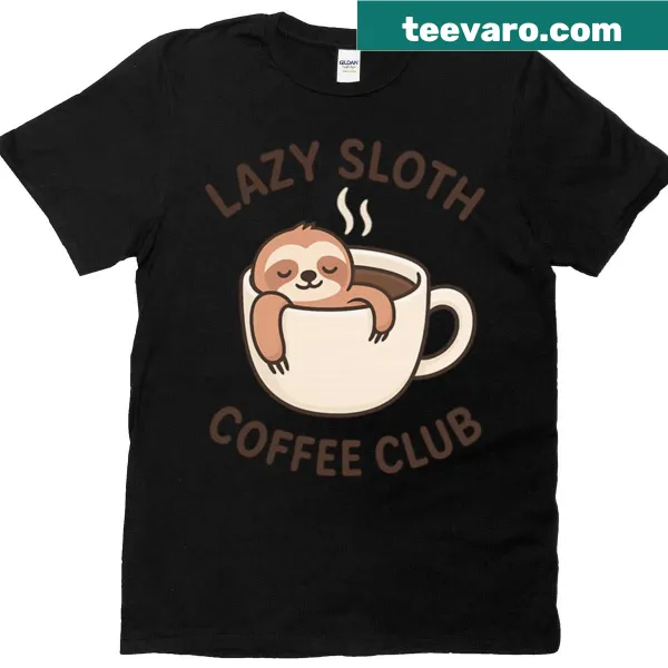 Cute sloth in a coffee mug illustration on T-shirt