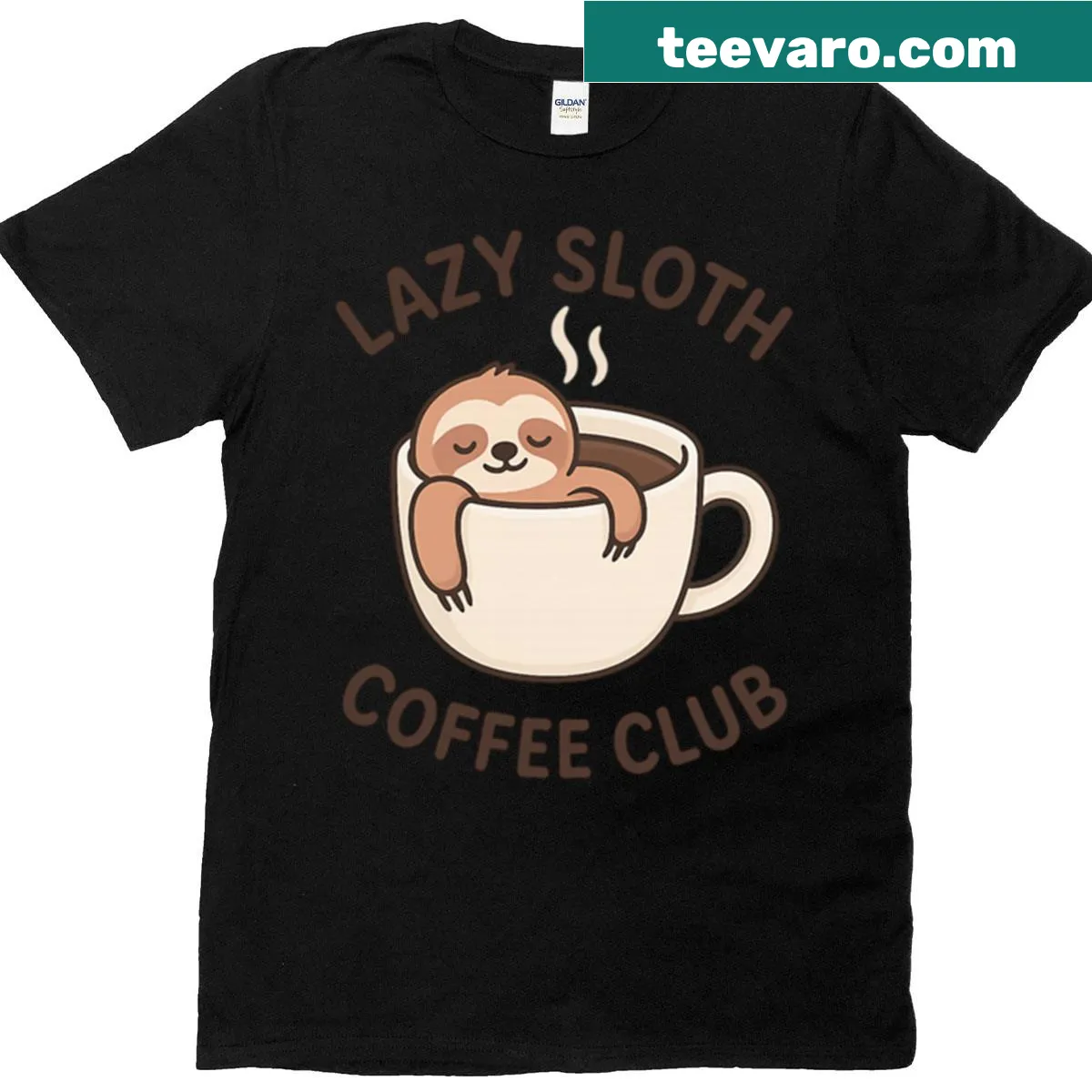 Cute sloth in a coffee mug illustration on T-shirt — on a men's t-shirt