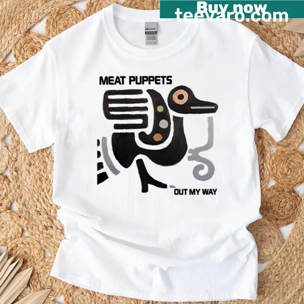 Graphic of Meat Puppets 1 band logo on a playful t-shirt
