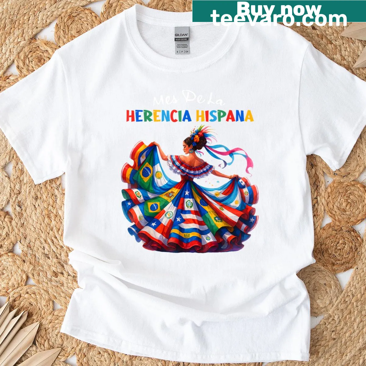 T-shirt honoring Hispanic Heritage Month with a women-focused design — on a men's t-shirt