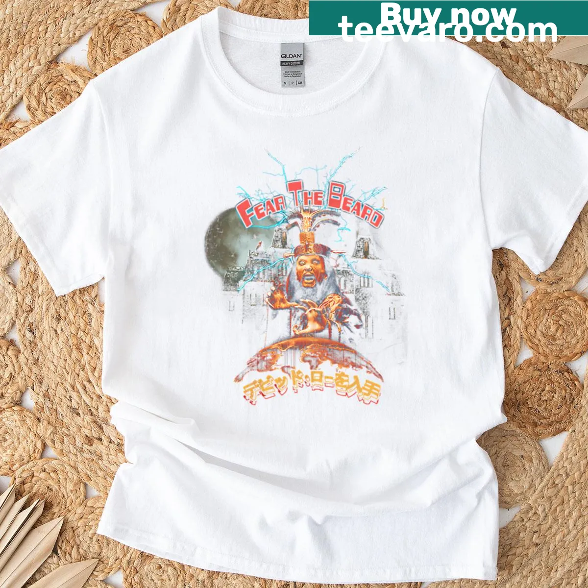 Vintage-style T-shirt featuring 90s movie fantasy theme — on a men's t-shirt
