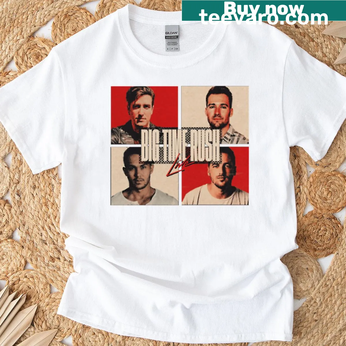 Illustrated Music Boy Concert Band logo on a vintage t-shirt — on a men's t-shirt