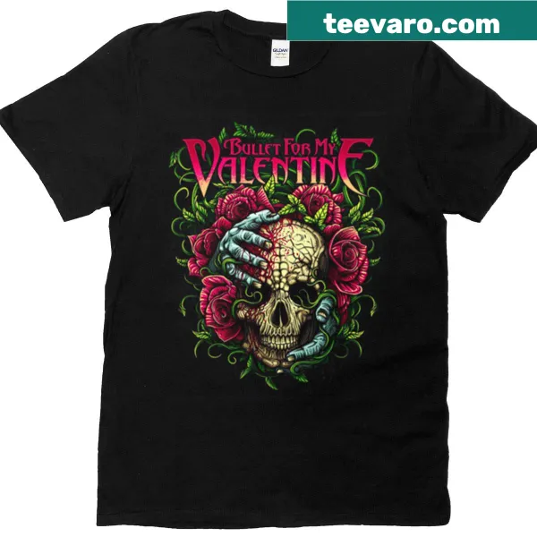 Edgy t-shirt with skull and roses design for Valentine's Day