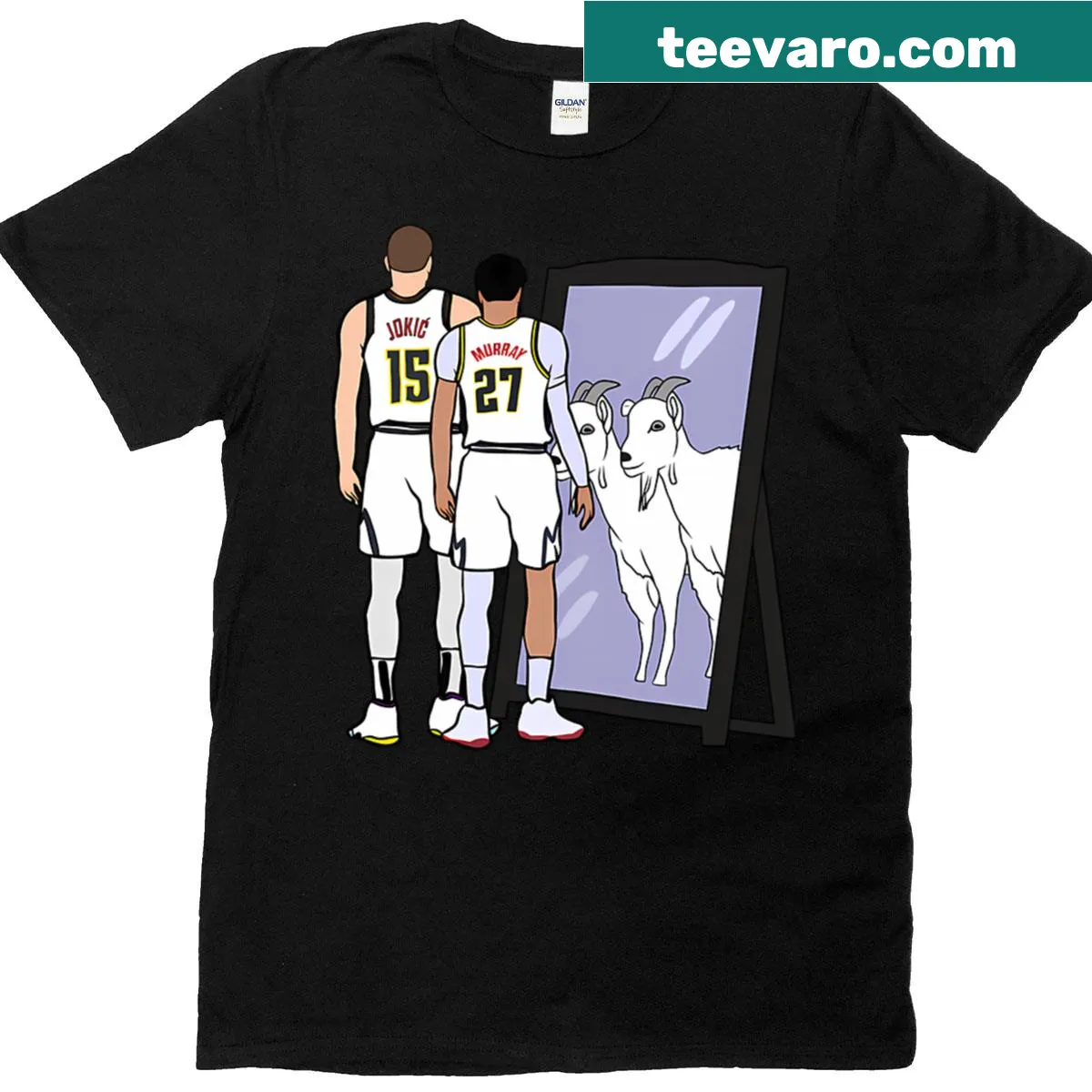 Mirror Goats design featuring Jokic and Murray t-shirt — on a men's t-shirt