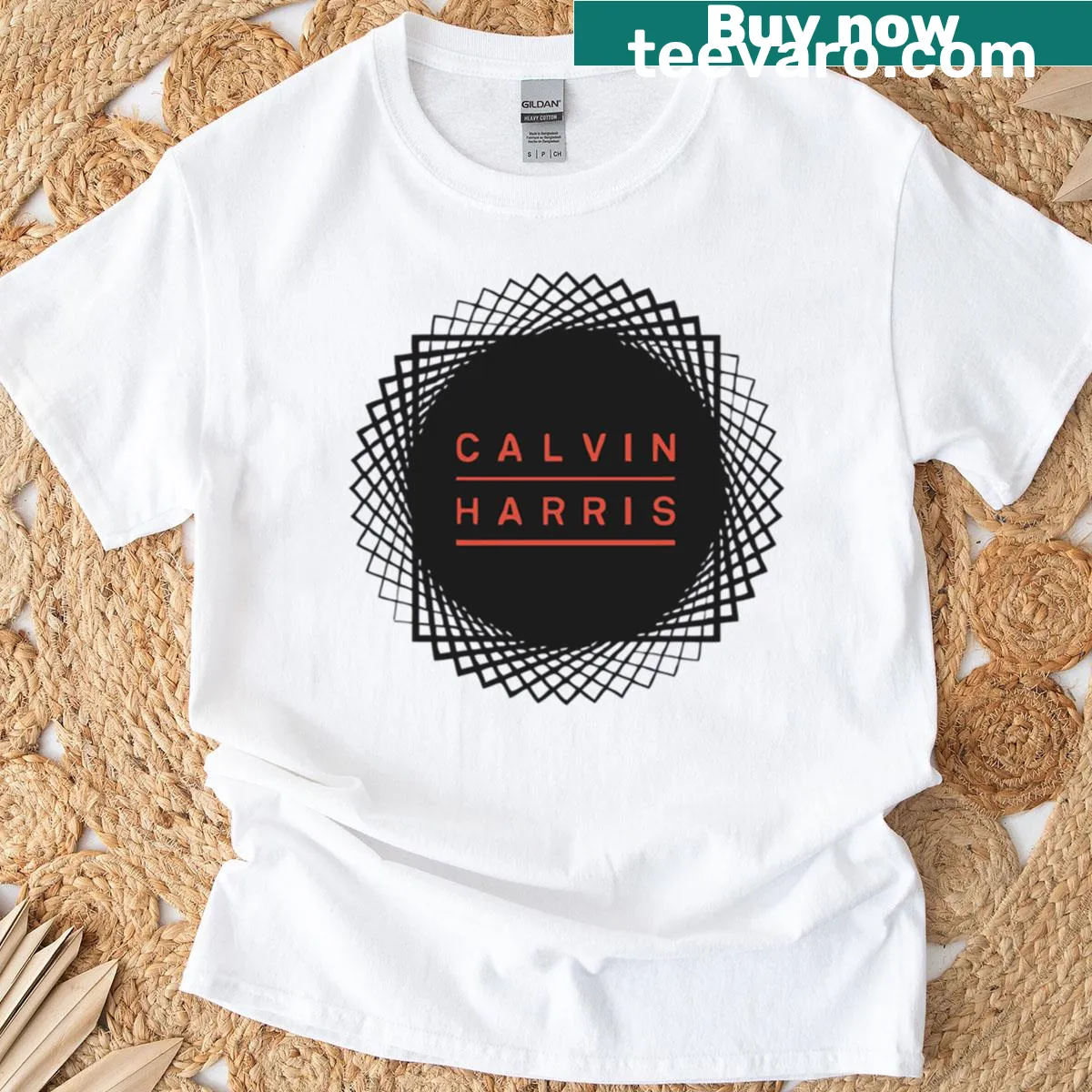 Edgy typography design featuring Northern Calvin Harris text. — on a men's t-shirt