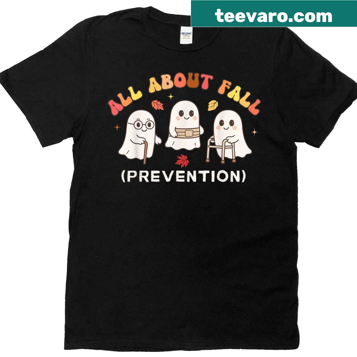 T-shirt promoting fall prevention awareness for nurses and healthcare professionals. — on a men's t-shirt