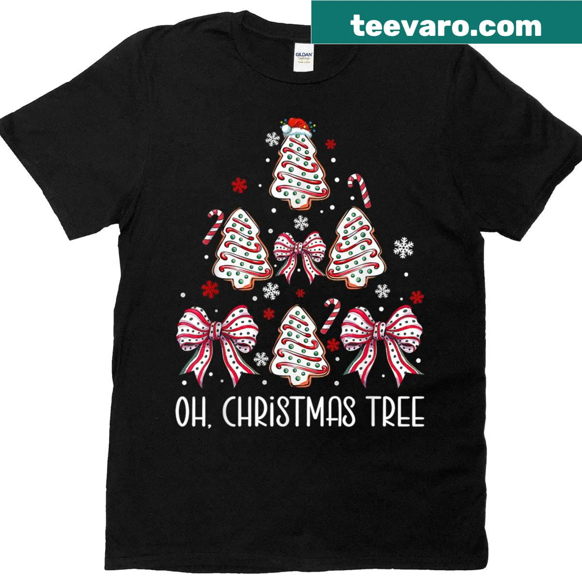 Festive cake design celebrating Christmas tree treats for cake lovers — on a men's t-shirt