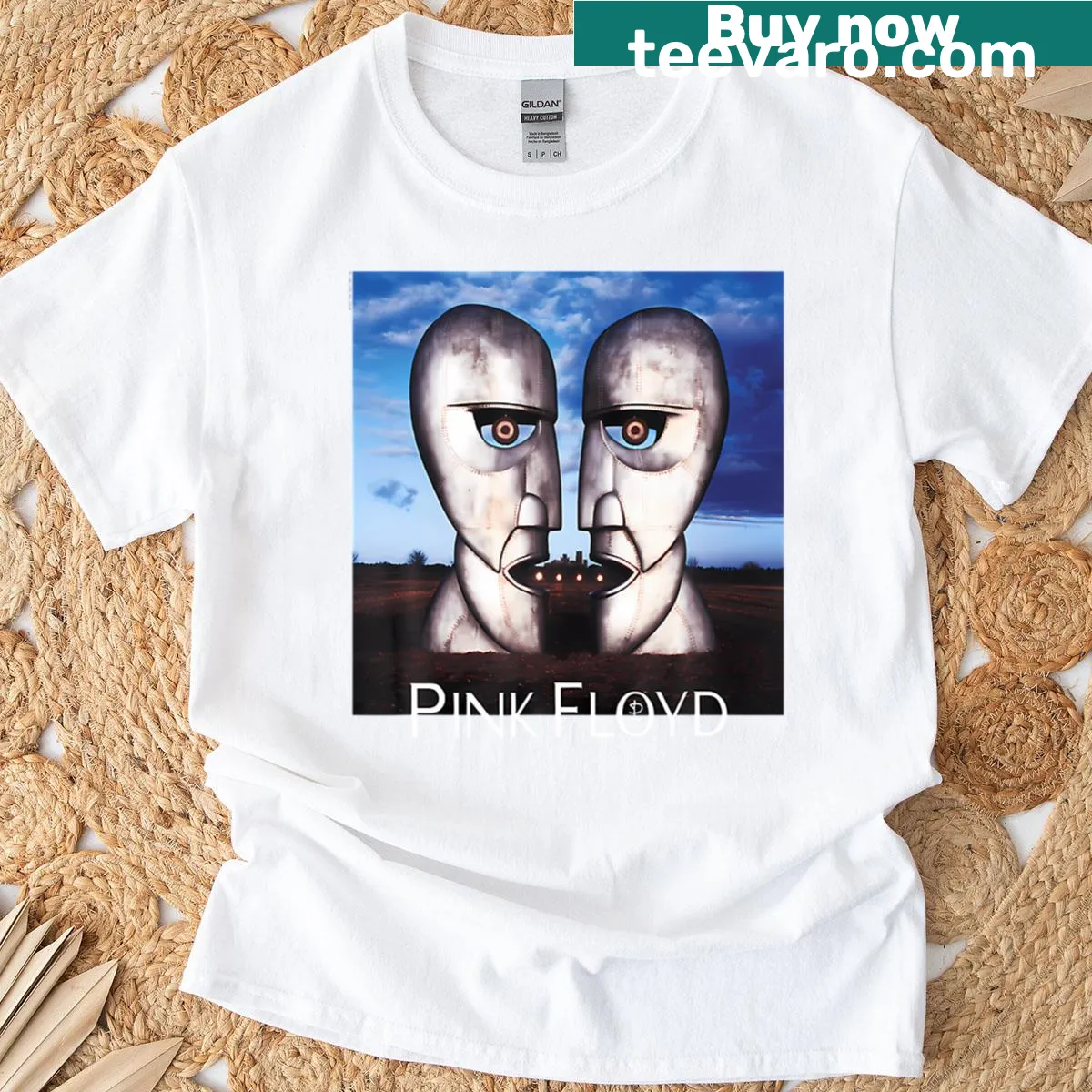 T-shirt featuring Pink Floyd Division Bell artwork — on a men's t-shirt