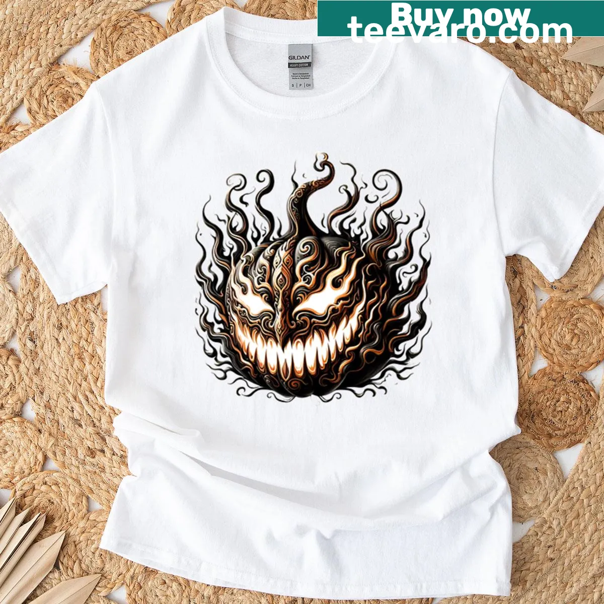 Pop Art Halloween T-shirt with playful Halloween motifs — on a men's t-shirt