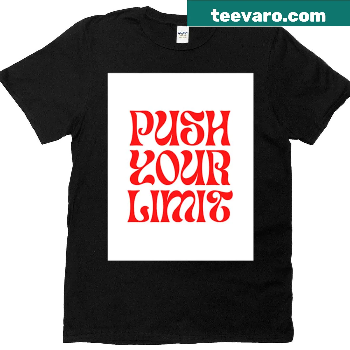 Inspirational 'Push Your Limit' text on a fitness t-shirt — on a men's t-shirt
