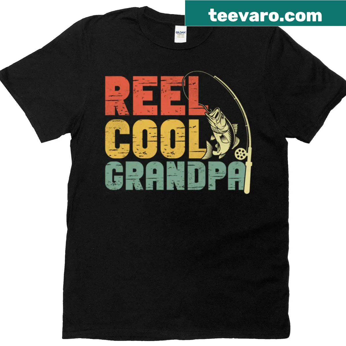 Illustrated T-shirt for grandpas who love fishing — on a men's t-shirt