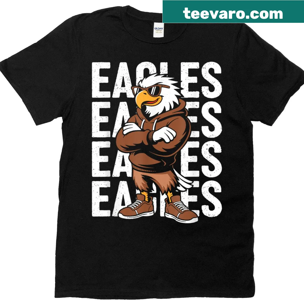Retro eagle graphic T-shirt suitable for all ages — on a men's t-shirt