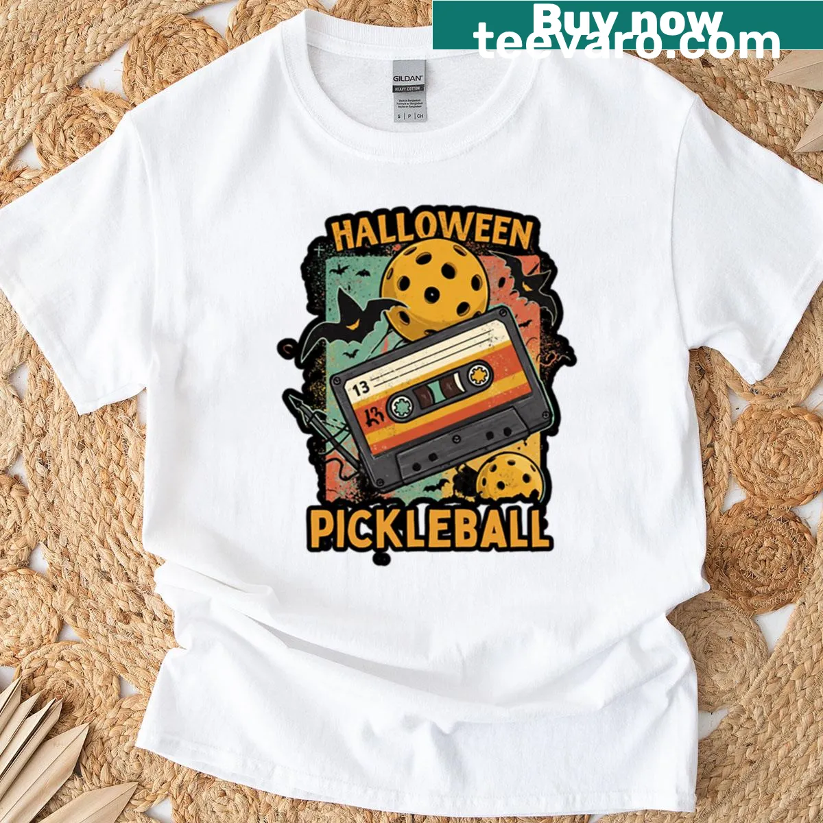 90s cassette tape graphic T-shirt with vintage distressed style — on a men's t-shirt