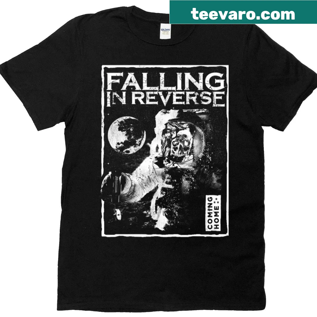 T-shirt featuring a 90s rock album band design — on a men's t-shirt
