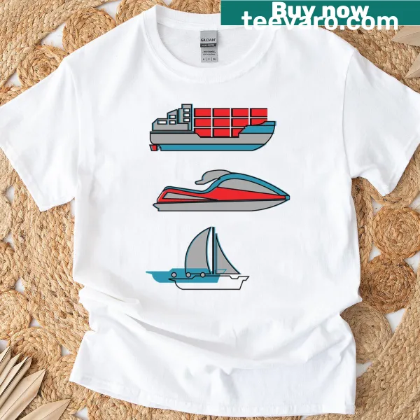 T-shirt featuring sailboats and wave runners design