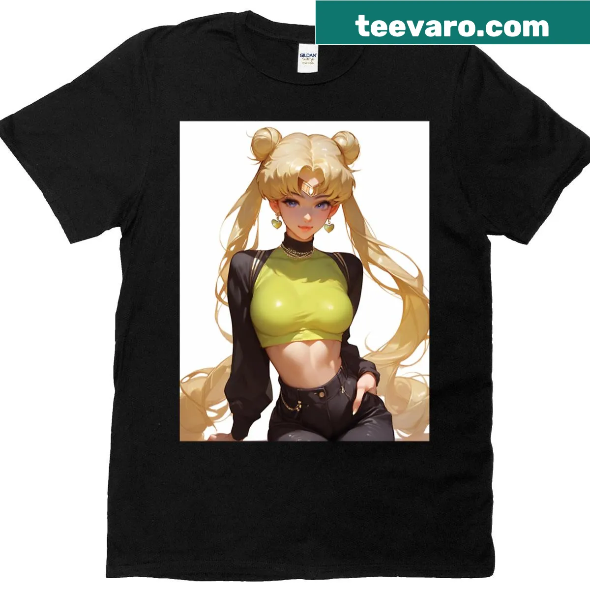 Sailor Moon themed T-shirt with nostalgic graphic — on a men's t-shirt