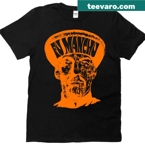 Silhouette face design on a metal band T-shirt