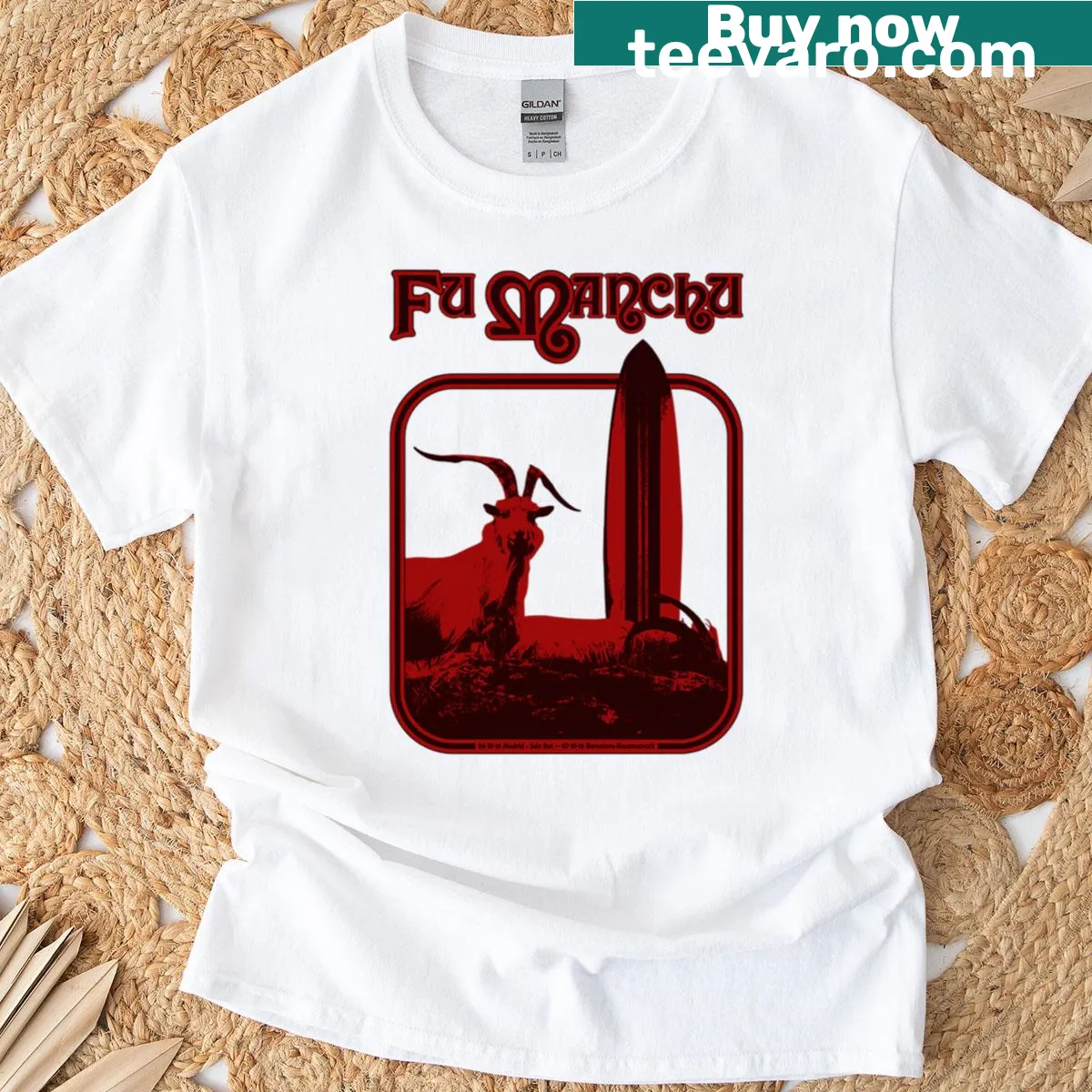 Silhouette of a goat representing metal music on a t-shirt — on a men's t-shirt