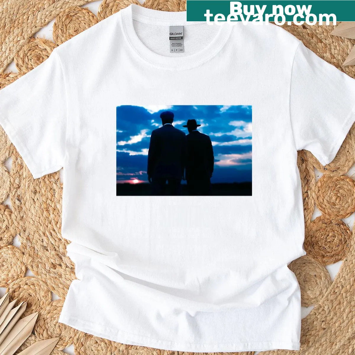 Movie poster inspired t-shirt featuring the word Sinners — on a men's t-shirt