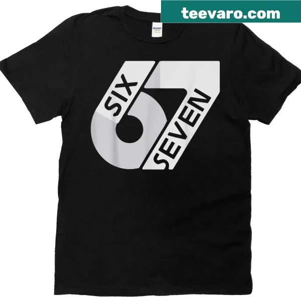 Minimalist typography shirt with 'Six Seven' design