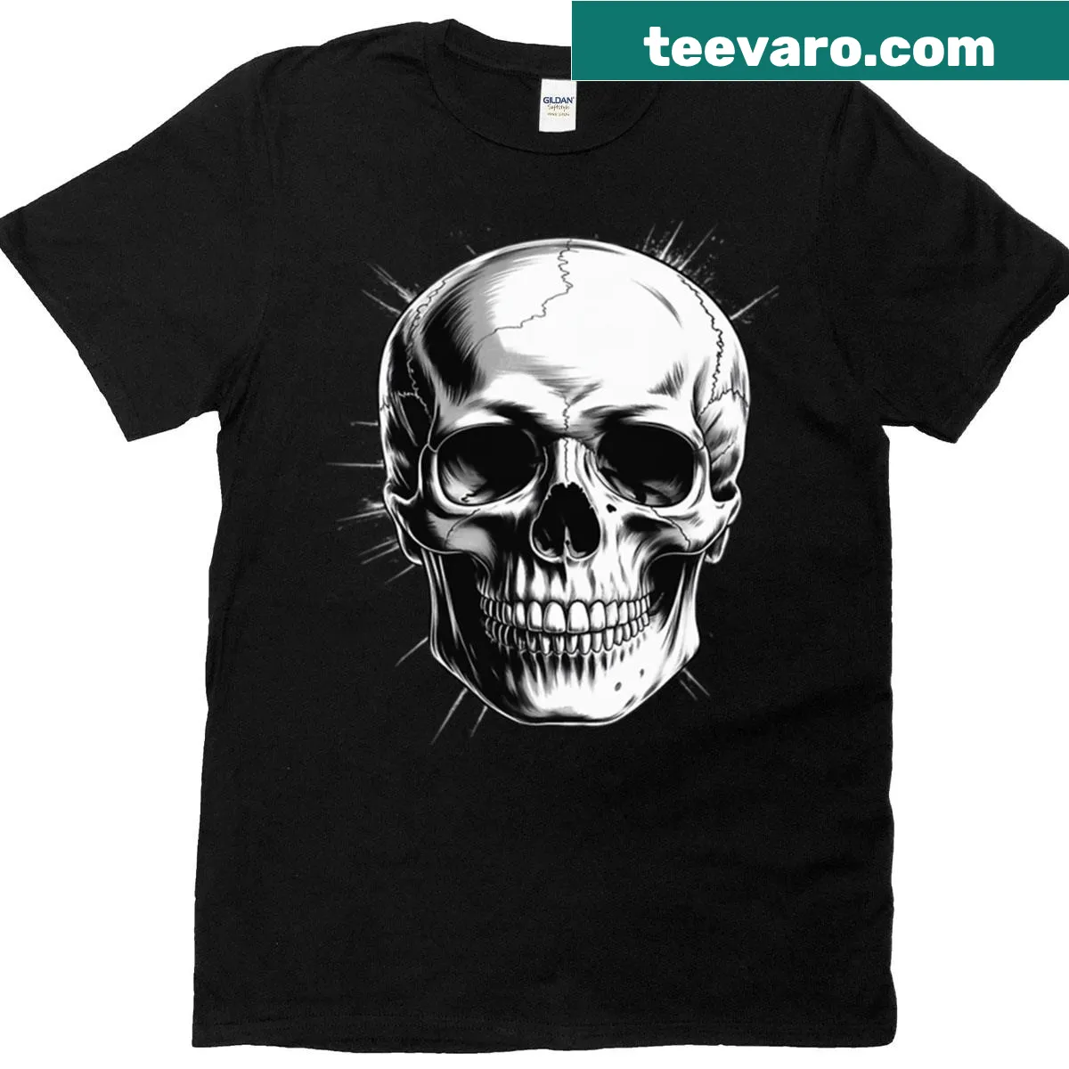 Edgy Halloween T-shirt featuring spooky skull artwork — on a men's t-shirt