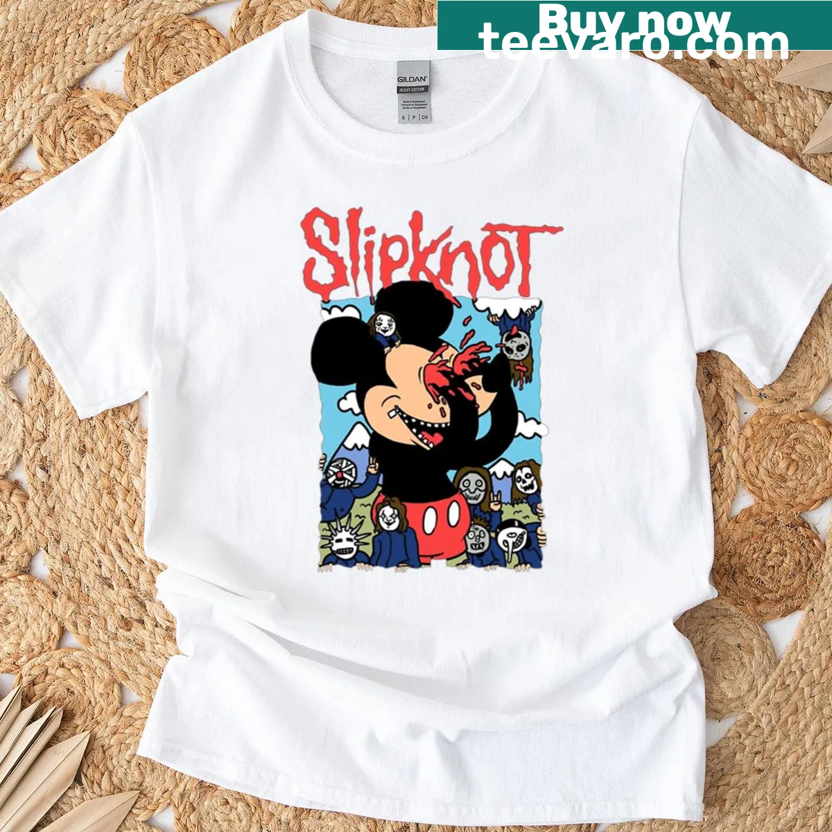 Slipknot band logo printed on a men's t-shirt — on a men's t-shirt