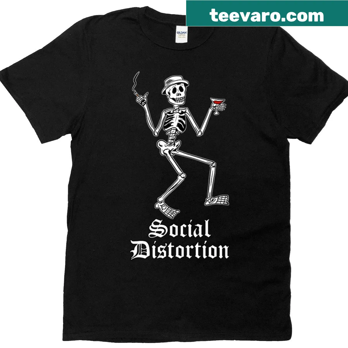 Vintage distressed Social Distortion logo T-shirt — on a men's t-shirt