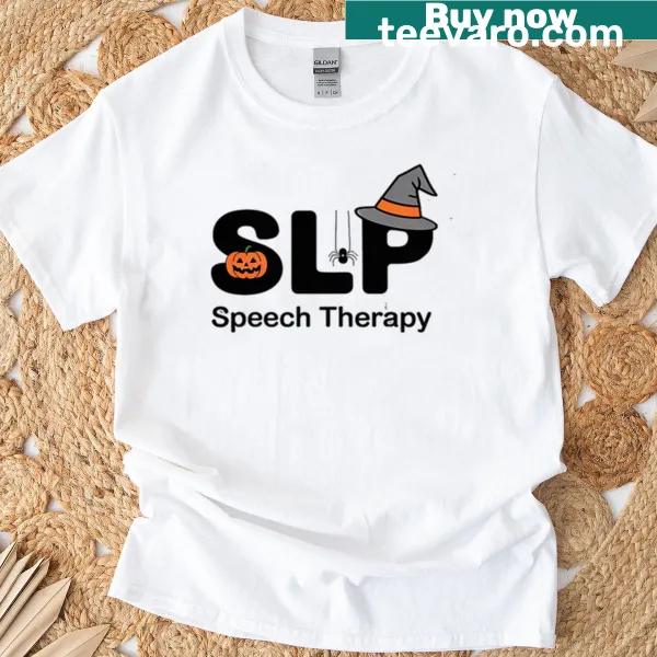 Speech Therapy Halloween t-shirt with spooky ghosts and pumpkins