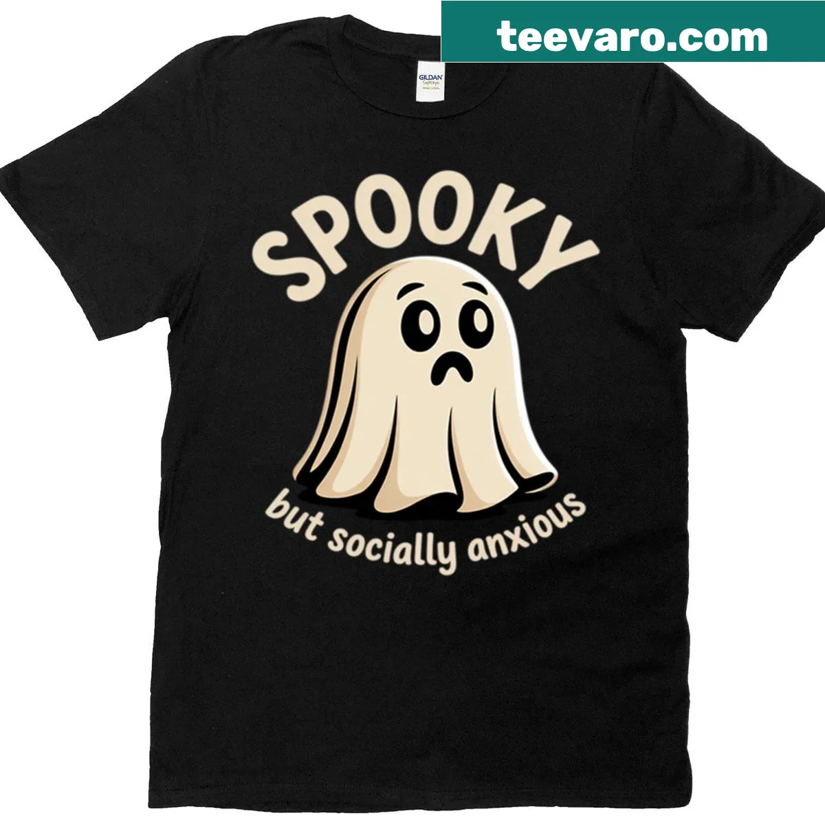 Funny ghost design T-shirt for socially anxious individuals — on a men's t-shirt