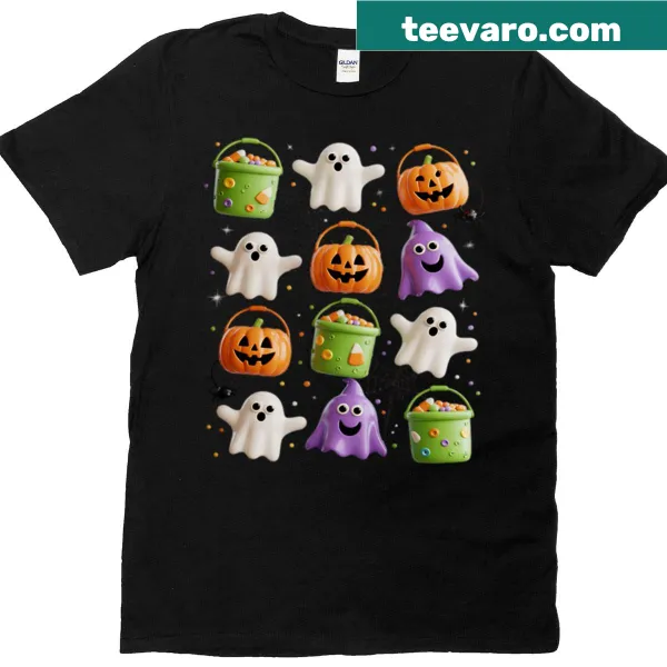 Playful Halloween T-shirt featuring spooky chicken nuggets design