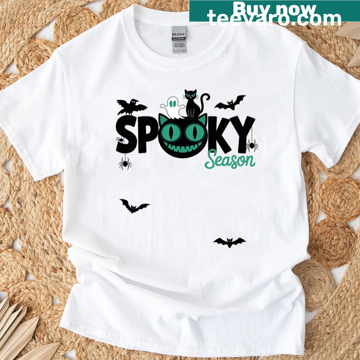 Humorous Halloween T-shirt with spooky ghouls and ghosts — on a men's t-shirt