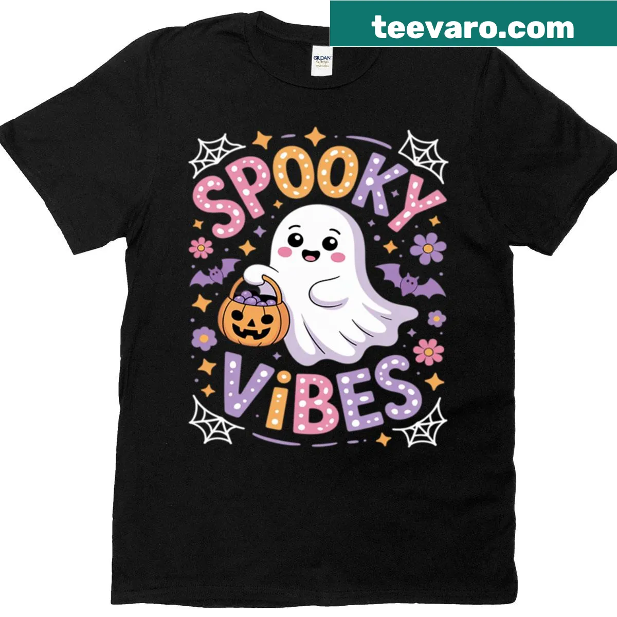 Friendly ghost Halloween T-shirt with playful design — on a men's t-shirt