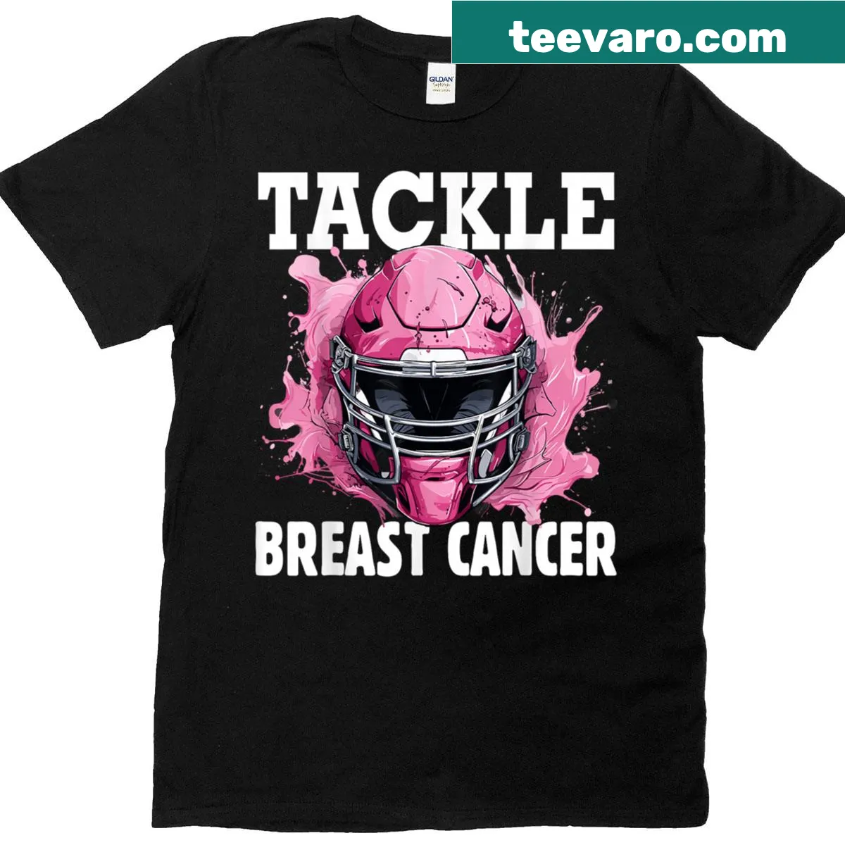 Football and pink ribbon graphic on a boys' awareness t-shirt — on a men's t-shirt