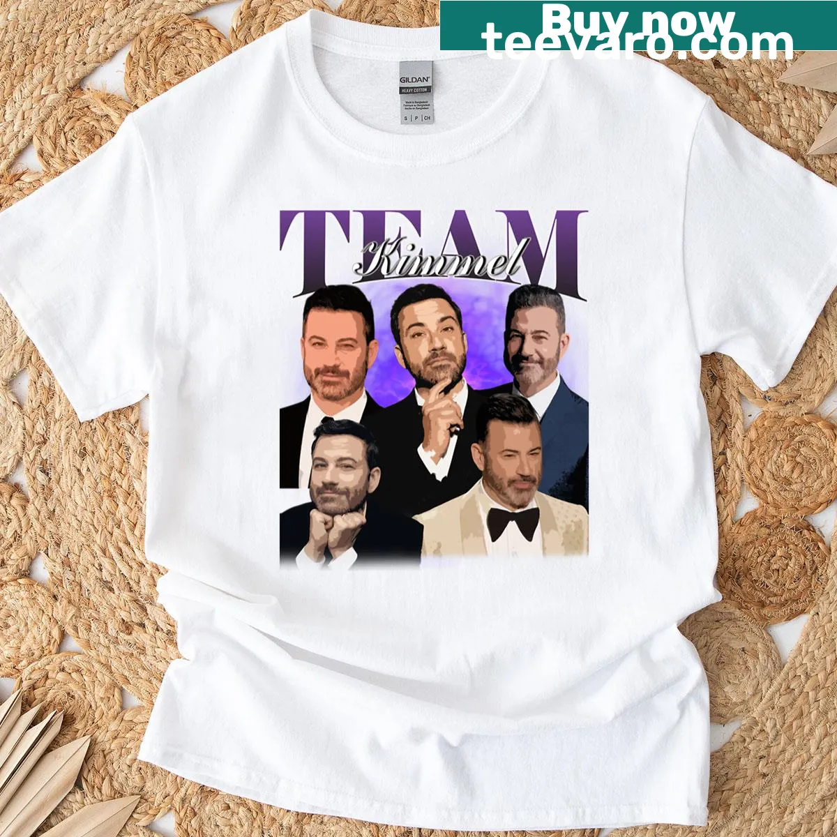 T-shirt featuring a bold graphic celebrating Team Kimmel — on a men's t-shirt