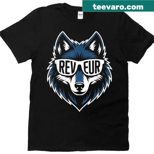Illustrated wolf design with 'Team Reveur House' text on a T-shirt.