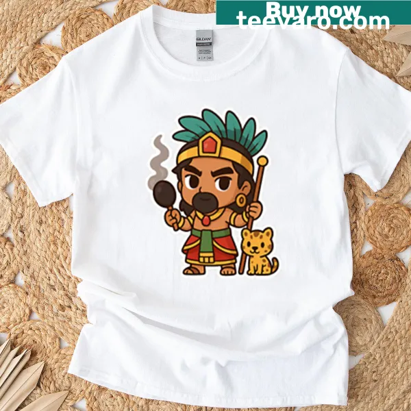 Chibi-style Tezcatlipoca graphic t-shirt