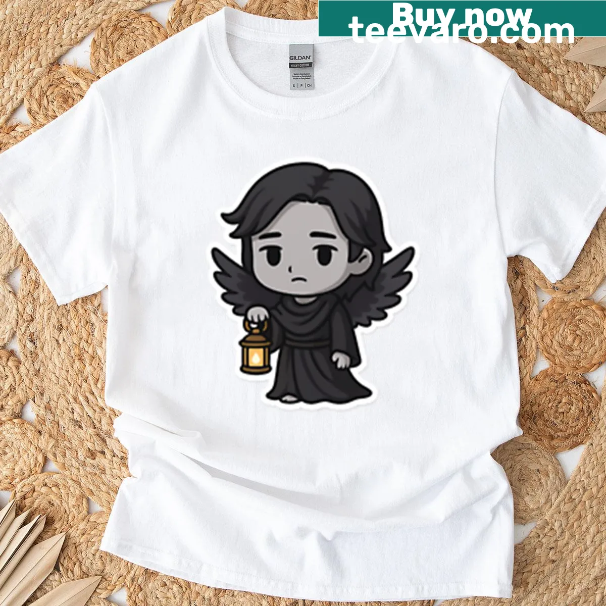 Cute chibi design of Thanatos on a playful T-shirt — on a men's t-shirt