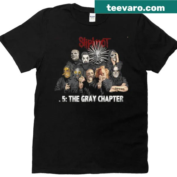 Bold typographic design on a t-shirt stating 'The Gray Chapter'